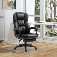 Vinsetto Conjunto para Escritório Inclui 1 Cadeira com 6 Pontos de Massagem 68,5x68,5x113-121 cm e 1 Tapete Protetor Preto e Transparente(m-4)