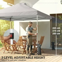 Outsunny Pop Up Gazebo Waterproof Height Adjustable Canopy with 3 Sidewalls Wheeled Bag for Parties 3 x 3 m Grey(m-7)