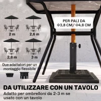 Outsunny Base para Sombrilla de Jardín Peso Neto 9 kg Soporte de Parasol Apto para Mástil de 38mm/48mm para Terraza Patio Exterior Ø44x32 cm Bronce(m-4)