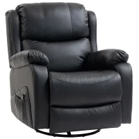 HOMCOM Massagesessel, Wärme- & Liegefunktion, Kunstleder, bis 150kg, 97x92x104cm, Schwarz(m-1)