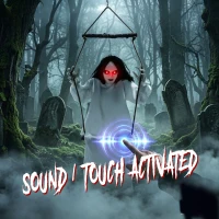 HOMCOM 170cm Animated Hanging Swing Ghost Halloween Decoration, Sound Touch Activated Ghost Halloween Animatronic(m-5)