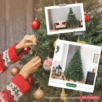 HOMCOM Árbol de Navidad Artificial de 210 cm con Ramas con Cremallera y Base en Metal Plegable Verde(m-7)