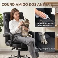 HOMCOM Cadeira de Escritório Ergonômica Ajustável Reclinável até 155° Giratória 360° com Apoio para os Pés para Estúdio Preto(m-5)
