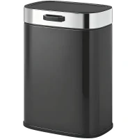 HOMCOM Mülleimer, Edelstahl Küchenmülleimer mit offen bleibendem Deckel, herausnehmbarer Inneneimer, 21,5x19,5x30 cm, Schwarz(m-11)