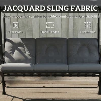 Outsunny 3-Seater Garden Swing Seat, Outdoor Swing Chair with Adjustable Waterproof Canopy, Light Grey(m-6)