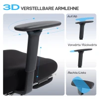 HOMCOM Ergonomischer Bürostuhl mit Rollen, Netzstoff, Lendenstütze, Computerstuhl mit Armlehnen, verstellbare Kopfstütze(m-7)