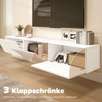 HOMCOM Schwebender TV-Schrank, Wandmontage, 3 Schubladen, viel Stauraum, 180 cm, Weiß(m-5)