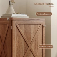 HOMCOM Mesa de Costura Plegable, Mueble de Costura Rodante, Puerta Magnética de Granero, 2 Cubetas, Repisa, 18 Clavijas, Marrón(m-8)