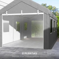 Outsunny Garaje Exterior para Coche 6x3 m Impermeable con Tejido PE Resistente Marco de Acero Paredes Desmontables Gris Claro(m-7)