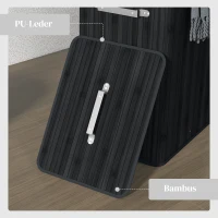 HOMCOM Wäschekorb, Wäschebox, Wäschesammler mit Deckel, Segeltuchsack, Bambus, faltbar, 72L, Schwarz 40 x 30 x 60 cm(m-6)