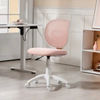 HOMCOM Bürostuhl Ergonomischer Schreibtischstuhl mit C-förmiger Rückenstütze, Höhenverstellbar Rosa(m-10)