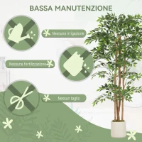 HOMCOM Pianta Artificiale di Baniano in PEVA e Legno con Rami Orientabili e Vaso Contenitore in PP e Cemento(m-5)