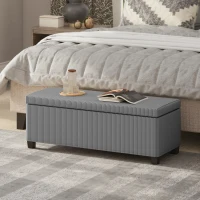 HOMCOM Sitzbank mit Stauraum, Polsterbank für Aufbewahrung, für Wohnzimmer, Schlafzimmer, Flur, Cordbezug, Grau(m-2)
