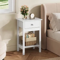 WLIVE Wooden Bedside Table, Nightstand with Shelf Drawer, Wooden Side Sofa Tables, for Small Spaces, End Tables for Living Room, Bedroom (2, White)(m-5)