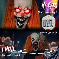 HOMCOM Animated Halloween Face Changing Clown, Animatronic Joker with Cackling Sound, Glowing Eyes, Sound/Touch Activated(m-4)