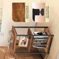 WLIVE 3-Tier Side Table, Built with Robust Steel Frame and Adjustable Feet, Top Shelf Comes with 19kg Load Bearing, Suitable for Living Room, Bedroom and Office, Rustic Brown(m-5)
