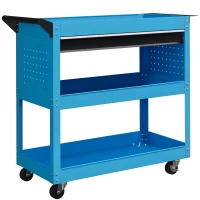 HOMCOM Werkzeugkoffer Werkzeugtrolley Werkzeugbox, 3 Ebenen, 4 Rollen, 82 cm x 35 cm x 76 cm, Blau(m-12)
