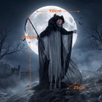 HOMCOM Halloween Standing Werewolf Animated Decoration with Light-Up Eyes, Sound and Touch Activated(m-3)