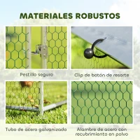 PawHut Gallinero para Exterior 2,8x1,7x1,9 m Cubierta de Tela Oxford Anti-UV Impermeable Pestillos para 5-8 Gallinas Plata(m-5)