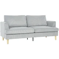 HOMCOM 3-Sitzer-Sofa, Couch mit Armlehnen Gepolstert Polstersofa mit Kordoptik für Wohnzimmer Hellgrau(m-12)