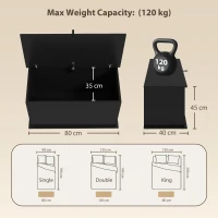 HOMCOM Cassapanca contenitore 102 L con cerniera di sicurezza, 80x40x45 cm, nero(m-3)