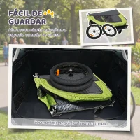 PawHut Remolque de Bicicleta Perros 2 en 1 Carrito Perros Medianos Plegable con Suspensión Neumáticos Grandes Ventanas Verde(m-6)