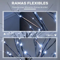 HOMCOM Árbol Luminoso LED Blanco Cálido 96 LEDs Uso Interior 150 cm Decoración de Navidad Marrón(m-6)