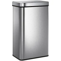 HOMCOM 60 L Sensor-Mülleimer, automatischer Deckel, Edelstahl, vielseitig einsetzbar, Silberfarben(m-11)