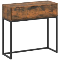 HOMCOM Konsolentisch Flurtisch mit Schublade, Industrie-Design, Flur Wohnzimmer, 80x30x76 cm, Schwarz(m-1)