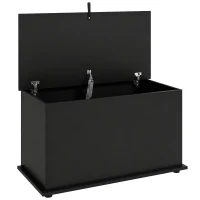 HOMCOM Aufbewahrungsbank, Aufbewahrungsbank mit klappbarem Deckel und Sicherheitsbeschlägen, 80 x 40 x 45 cm, Schwarz(m-1)