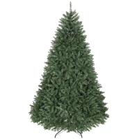 HOMCOM Árbol de Navidad Artificial de 210 cm con Ramas con Cremallera y Base en Metal Plegable Verde(m-11)