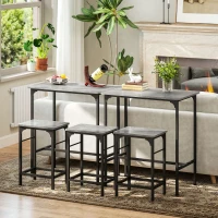HOMCOM Ensemble table de bar avec 2 tabourets, cadre en acier pour cuisine, salle à manger et salon, gris(m-8)