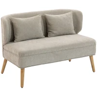 HOMCOM 2-Sitzer-Sofa, kleines Chenille-Sofa mit Flügelrücken, dickem Sitz, Gummibaumholzfüßen, Beige(m-11)