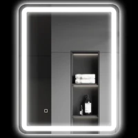 HOMCOM Badezimmerspiegel, beleuchtet, Touch-Steuerung, beschlagfrei, dimmbar, 3 Lichtfarben, 70x90, Silber(m-12)