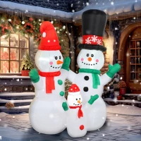 Outsunny Aufblasbar Schneemann Familie, 1,8 m Weihnachtsdeko mit LED-Beleuchtung für Innen- und Außenbereich(m-10)