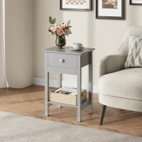 WLIVE Wooden Bedside Table, Nightstand with Shelf Drawer, Wooden Side Sofa Tables, for Small Spaces, End Tables for Living Room, Bedroom (1, Grey)(m-6)