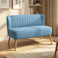 HOMCOM 2-Sitzer Sofa, weiche Polsterung, pflegeleichter Bezug, bis 220 kg, 117 x 56,5 x 77 cm, Blau(m-10)