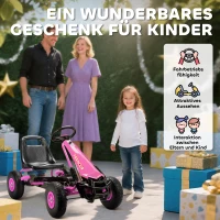 AIYAPLAY Pedal-Gokart für Kinder, höhenverstellbarer Sitz, EVA-Räder, Bremse, Kupplung, 3-8 Jahre, Rosa(m-8)