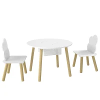 AIYAPLAY Kids Table and Chairs Set with Storage Bag Toddler Table and Chairs Set 3 Piece for Playroom White(m-15)
