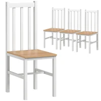 HOMCOM 4er-Set Küchenstühle Esszimmerstühle Stühle, Massivholz, modernes Design, 38, 5 cm x 47,5 cm x 99 cm, Natur(m-12)