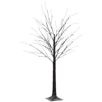 HOMCOM Árbol Luminoso LED Blanco Cálido 96 LEDs Uso Interior 150 cm Decoración de Navidad Marrón(m-12)