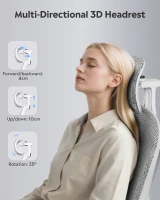 DEVAISE Ergonomic High Back Chair, Breathable Mesh Office Chair Featuring Dynamic Lumbar Support, Adjustable Headrest, 3D Armrests and 360° Swivel Function for Home Office, Grey(m-5)