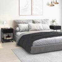 HOMCOM Conjunto de 2 Mesas de Cabeceira com 1 Gaveta e Prateleira de Armazenamento Estilo Moderno 45x40x60 cm Preto(m-4)
