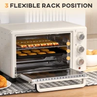 HOMCOM Mini Oven, 21L Countertop Electric Grill, Toaster Oven with Adjustable Temperature, Timer, Baking Tray and Wire Rack, 1400W, Cream(m-5)