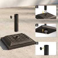 Outsunny Base para Sombrilla de Jardín Peso Neto 9 kg Soporte de Parasol Apto para Mástil de 38mm/48mm para Terraza Patio Exterior Ø44x32 cm Bronce(m-7)