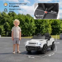 AIYAPLAY Voiture Électrique SUV pour Enfants Land Rover Defender 12 V Télécommande Suspension Démarrage Progressif 2,7-4,5 km/h Blanc(m-3)