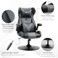 Vinsetto Gaming-Stuhl, höhenverstellbar & drehbar, Kunstleder-Bezug, klappbare Armlehnen, Schwarz+Grau(m-8)