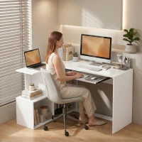 HOMCOM Bureau d'Angle, 120 x 100 x 76 cm, Bureau Informatique en L avec Plateau de Clavier, 4 Compartiments Ouverts, Blanc(m-8)