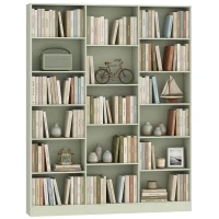 HOMCOM Bücherregal 6 Ebenen, Aufbewahrungsregal mit 17 Fächern und verstellbaren Einlegeböden, 149 x 23,6 x 188 cm, Grün(m-8)