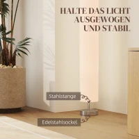 HOMCOM Stehlampe Wohnzimmer mit Schirm aus Polyester, 2 x E27 Fassung für Schlafzimmer 14 x 14 x 120 cm(m-5)